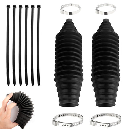 12 Pcs Universal Steering Rack Boot Kit Tie Rod Dust Cover with Clips and Cable Ties