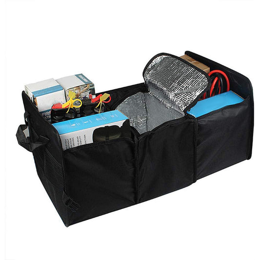 Foldable Car Storage Box Oxford Fabric Organizer with Aluminum Foil Insulation Compartment