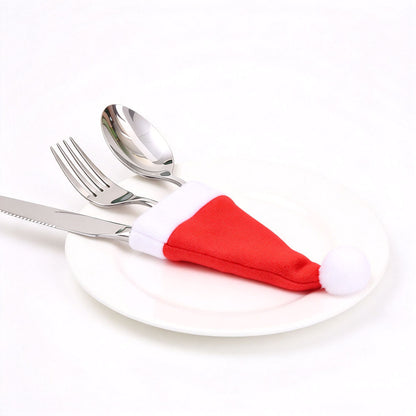 20Pcs Christmas Santa Hat Cutlery Holders Xmas Table Decorations for Party