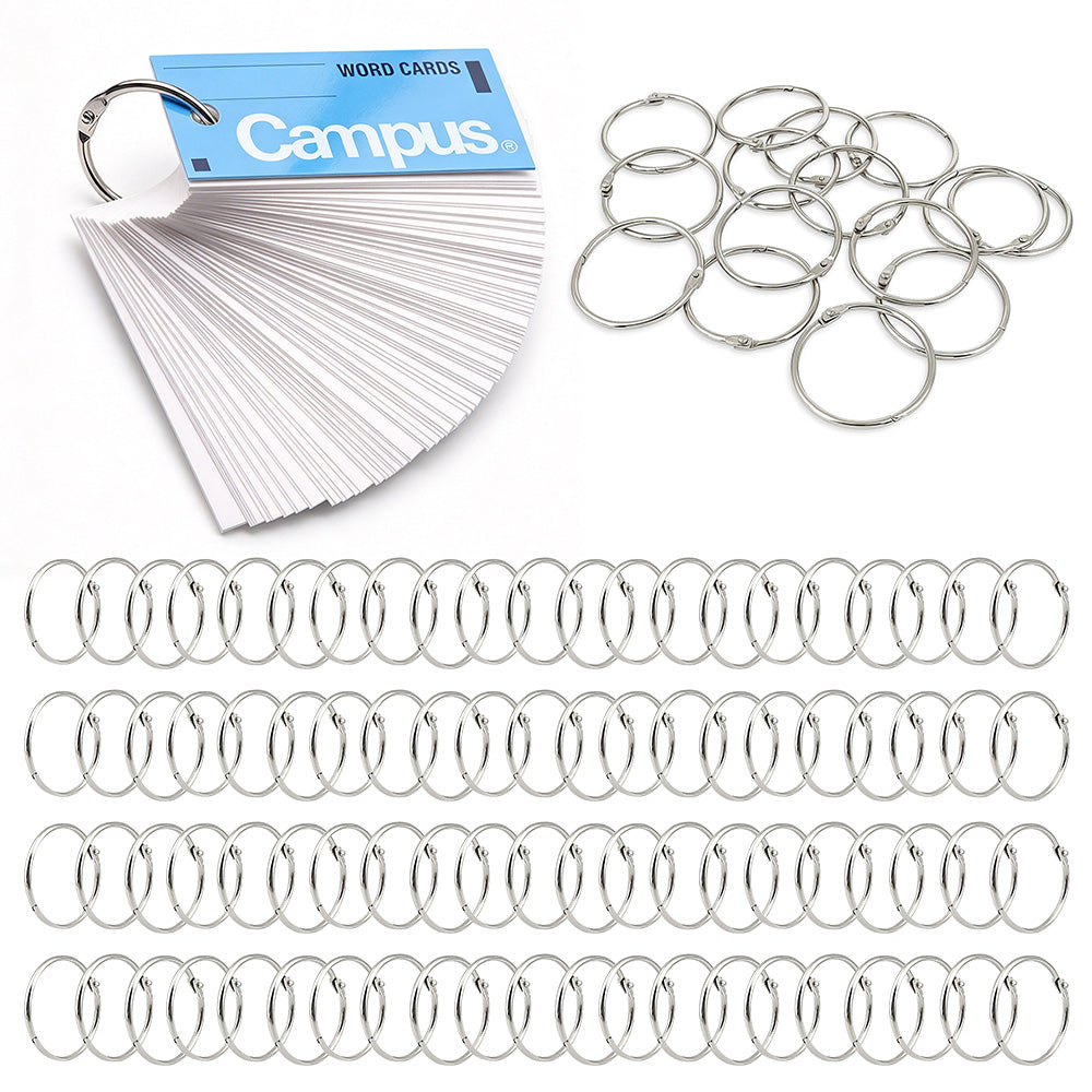 100Pcs Metal Binder Rings 2cm Multi-Purpose Loose Leaf Book Rings for Cards Keys Notebooks