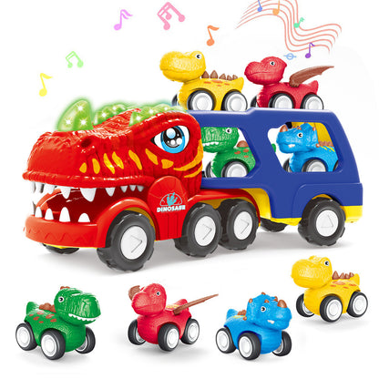 Dinosaur Toys Dinosaur Trucks for 4 Years with 4 Small Pull Back Dino Cars