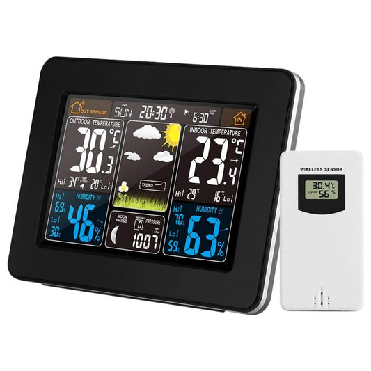 Weather Station Wireless Thermometer Digital Thermometer with Remote Sensor-Khaki