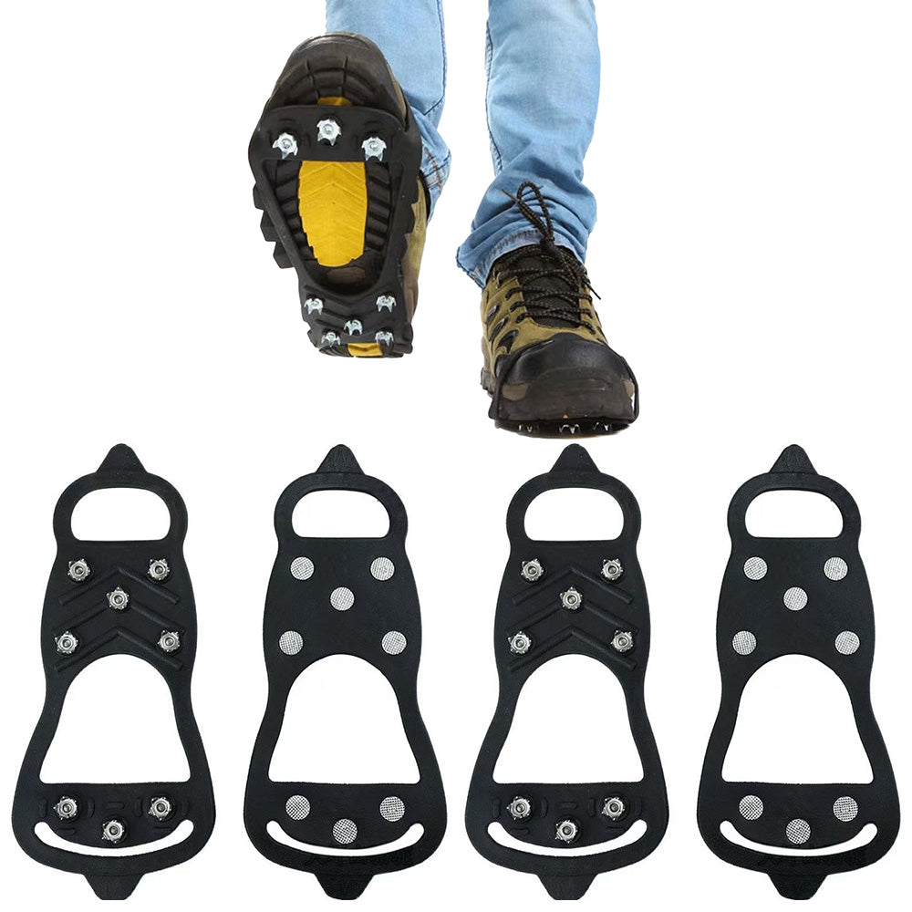 2 Pairs Ice Cleats Traction Crampons Snow Grips with 8 Spikes for Boots Shoes