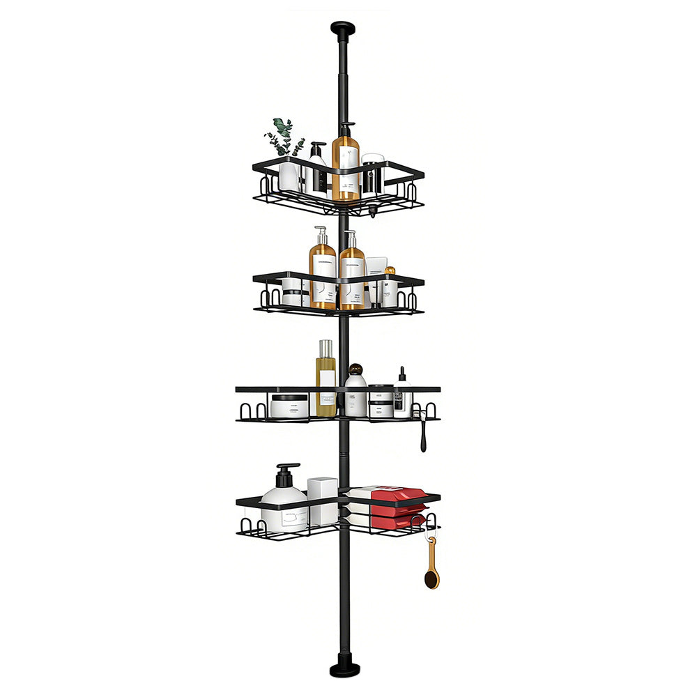 No-Drill Floor-to-Ceiling Corner Shower Caddy Adjustable Bathroom Storage Rack