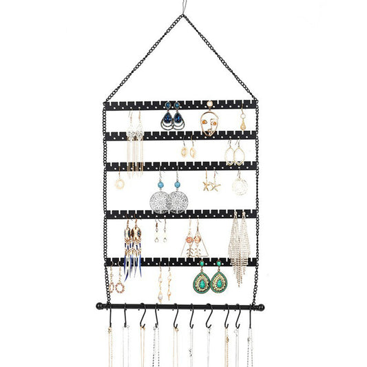 6 Layer Wall Mounted Earring Organizer for Studs Hoops Dangle Earrings and Necklaces