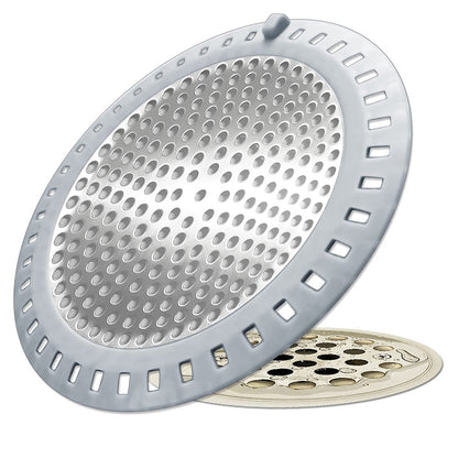 Stainless Steel Hair Catcher Silicone Shower Drain Strainer with Handle