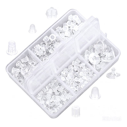600Pcs Silicone Earring Backs Replacement Set with Storage Box and 6 Styles for Earrings