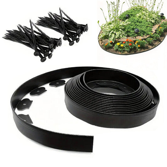 10 Meters Flexible Garden Lawn Edging Landscape Border Strip with 30Pcs Pegs