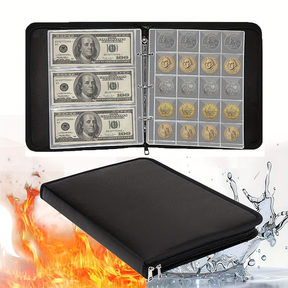 Fireproof Coin Collection Album for Coin Currency Collection Supplies and Stamps