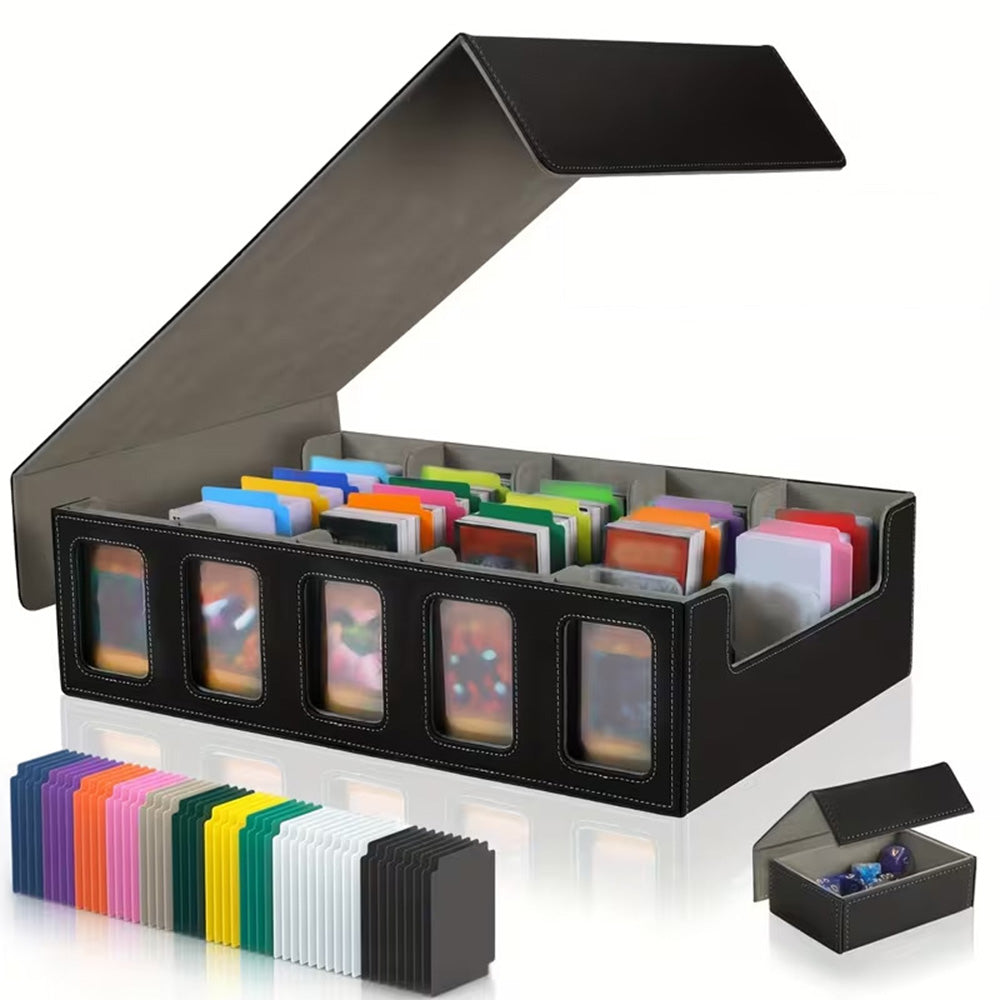 5 Row Trading Card Storage Box with Display Slot Removable Attachment Cover
