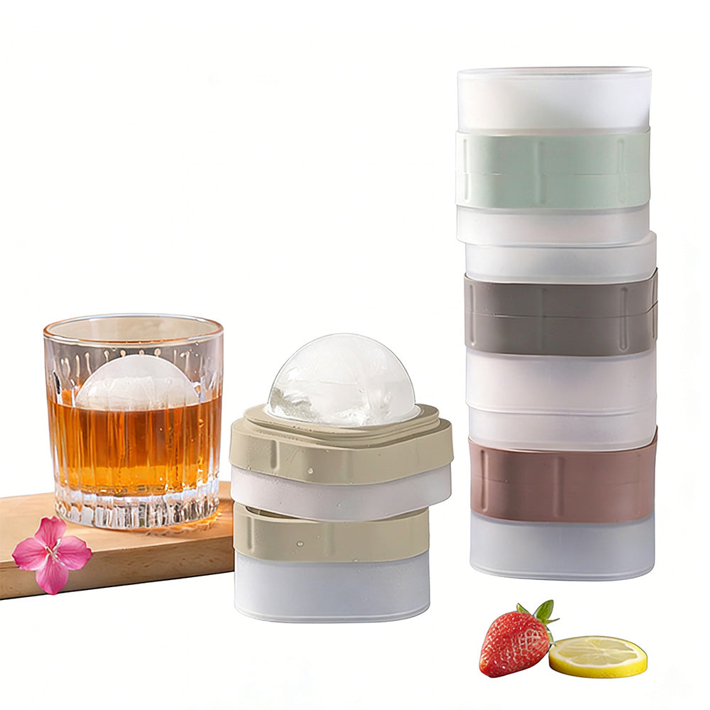 4Pcs Silicone Ice Ball Mold with Lid 6cm Round Ice Cube Tray for Whiskey Cocktails
