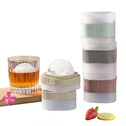 4Pcs Silicone Ice Ball Mold with Lid 6cm Round Ice Cube Tray for Whiskey Cocktails
