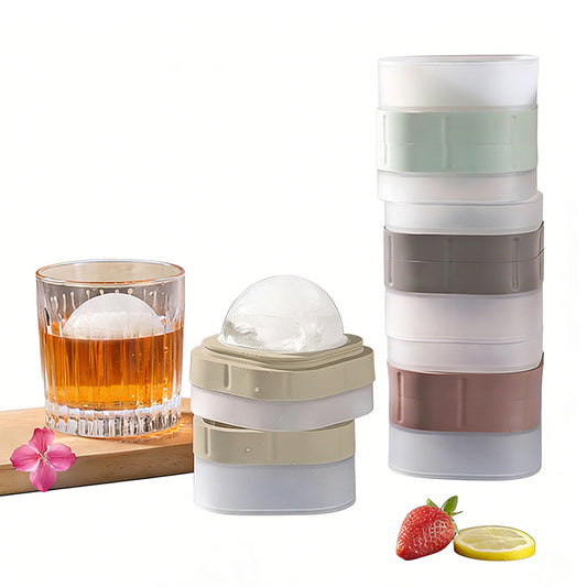 4Pcs Silicone Ice Ball Mold with Lid 6cm Round Ice Cube Tray for Whiskey Cocktails