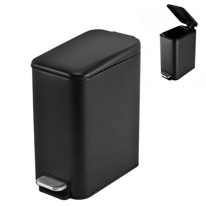 Slim Stainless Steel Pedal Trash Can 14cm Narrow Bathroom Waste Bin Soft Close Lid