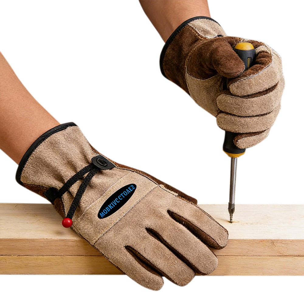 Leather Work Gloves for Men Women Gardening Construction Farm Ranch Work
