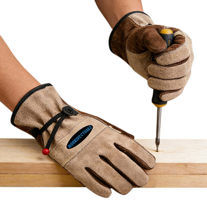 Leather Work Gloves for Men Women Gardening Construction Farm Ranch Work