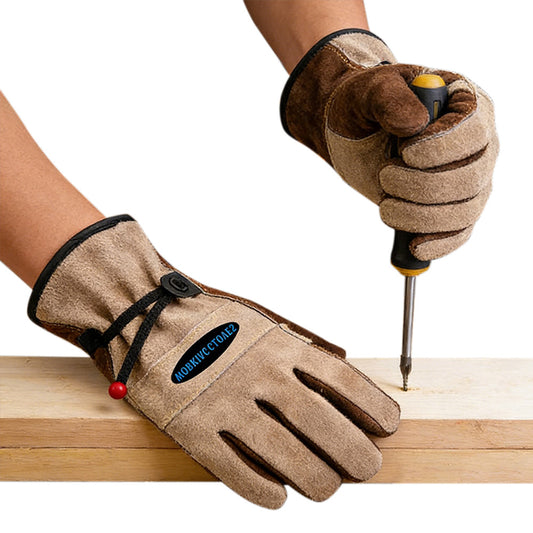 Leather Work Gloves for Men Women Gardening Construction Farm Ranch Work