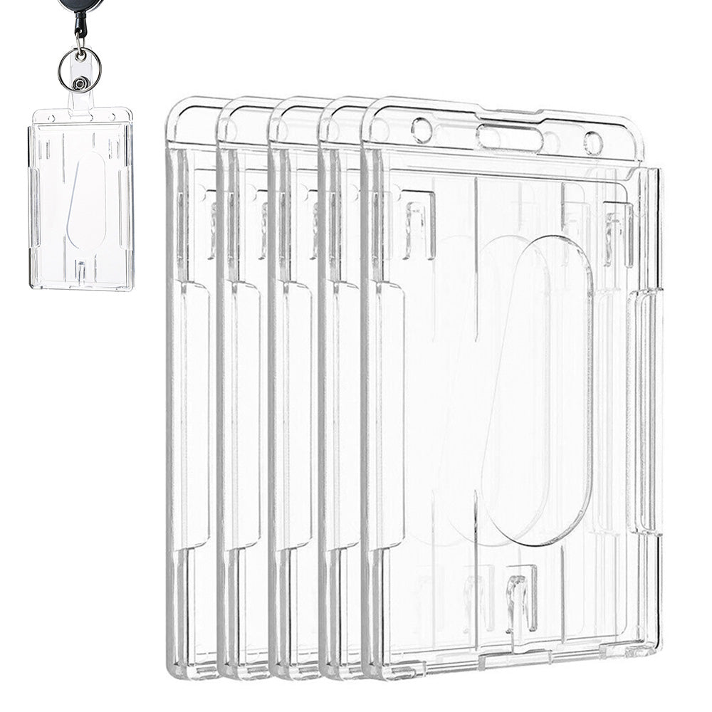 5 Pcs Clear PC Double Slot ID Card Holder