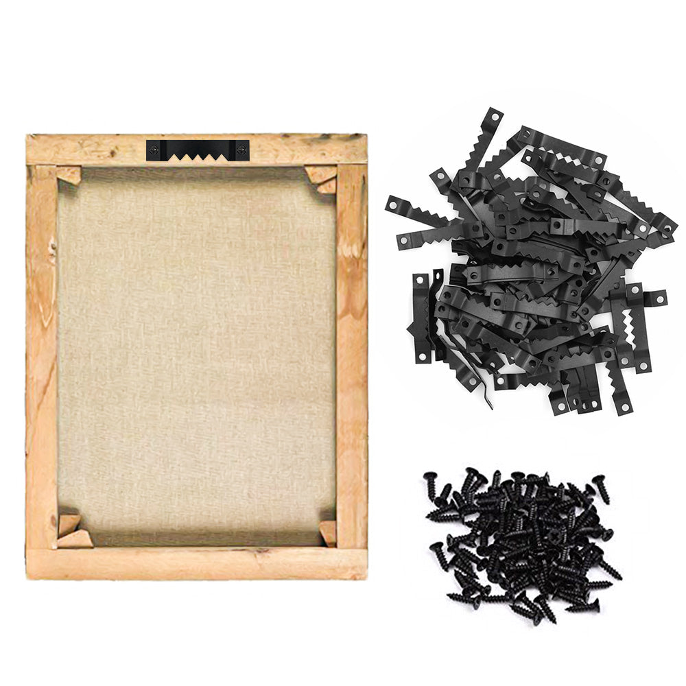 100 Pack Sawtooth Picture Frame Hangers Oil Hanging Wall Hooks and Screws