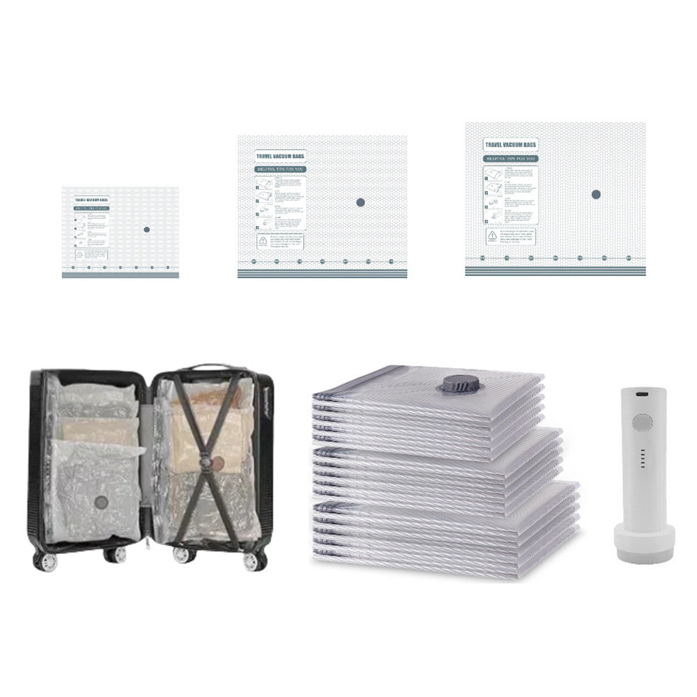18 Pieces Travel Vacuum Storage Bag Set with Air Pump