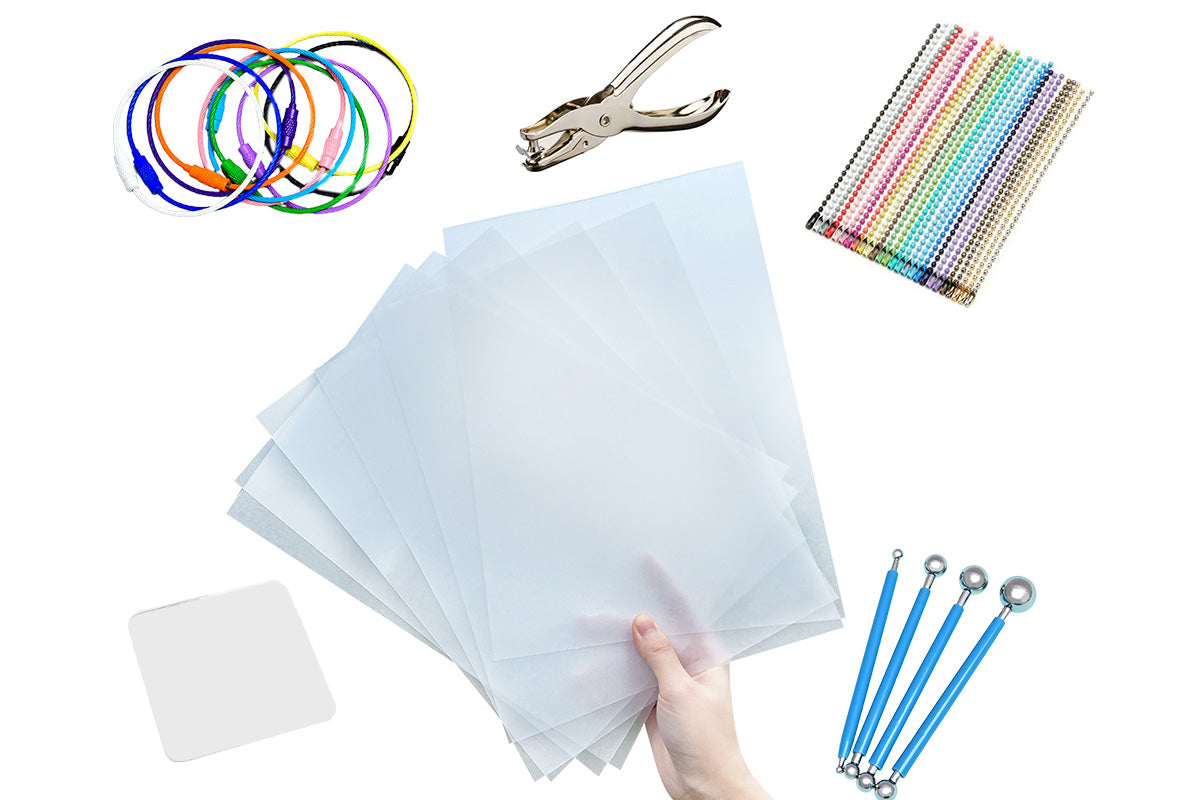 10Pcs DIY Heat Shrink Plastic Sheet Paper Heat Shrinkable Shrink Paper Film-Each of Style