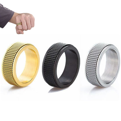 62mm Titanium Steel Spinner Ring Set Silver Black Gold Relaxing Rotating Rings