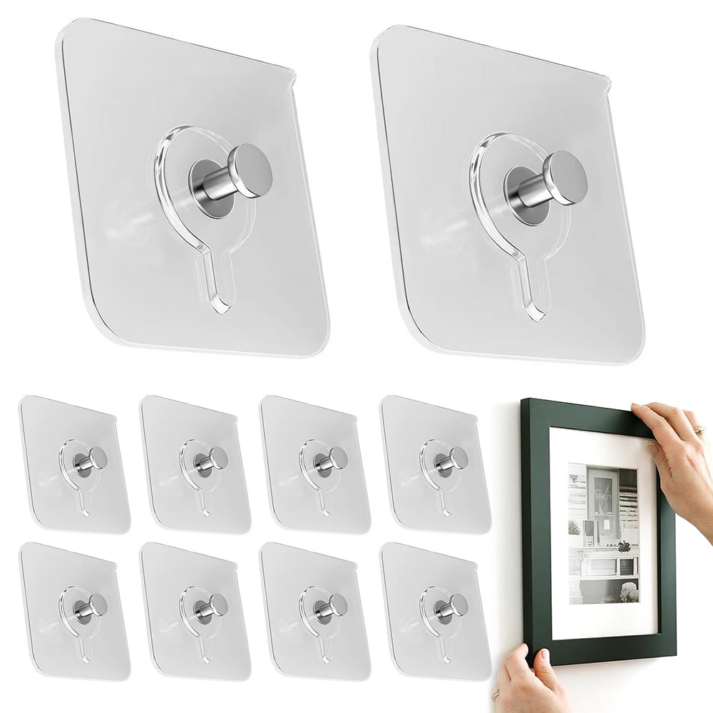 10 Piece Invisible Picture Hooks No-Drill Hangers