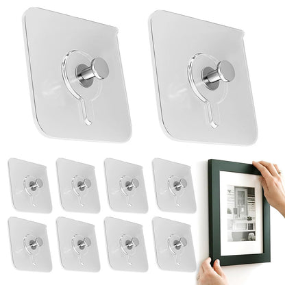 10 Piece Invisible Picture Hooks No-Drill Hangers