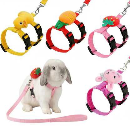 4Pcs Adjustable Rabbit Leash and Harness Set with Vest Style for Small Pets