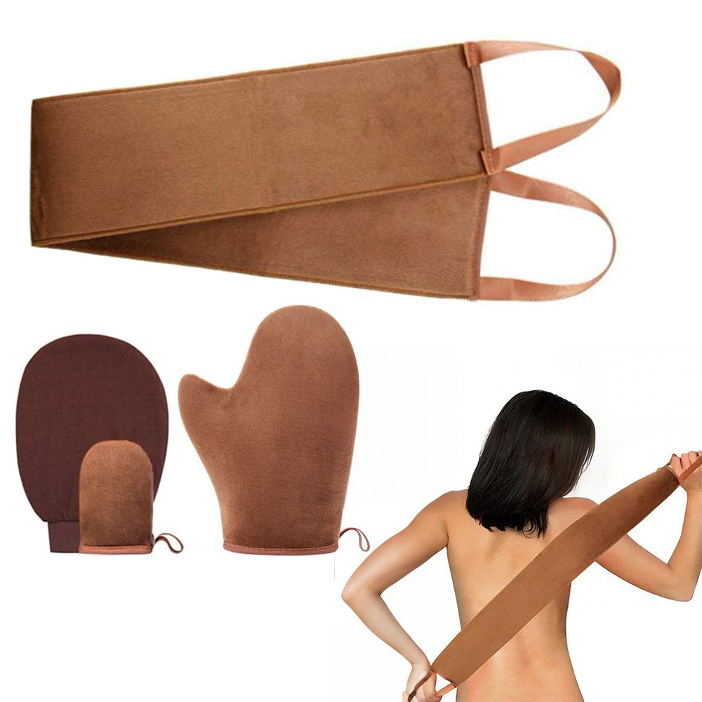 4 In 1 Double sided Self Tanning Mitt Applicator Kit Back Tanning Glove