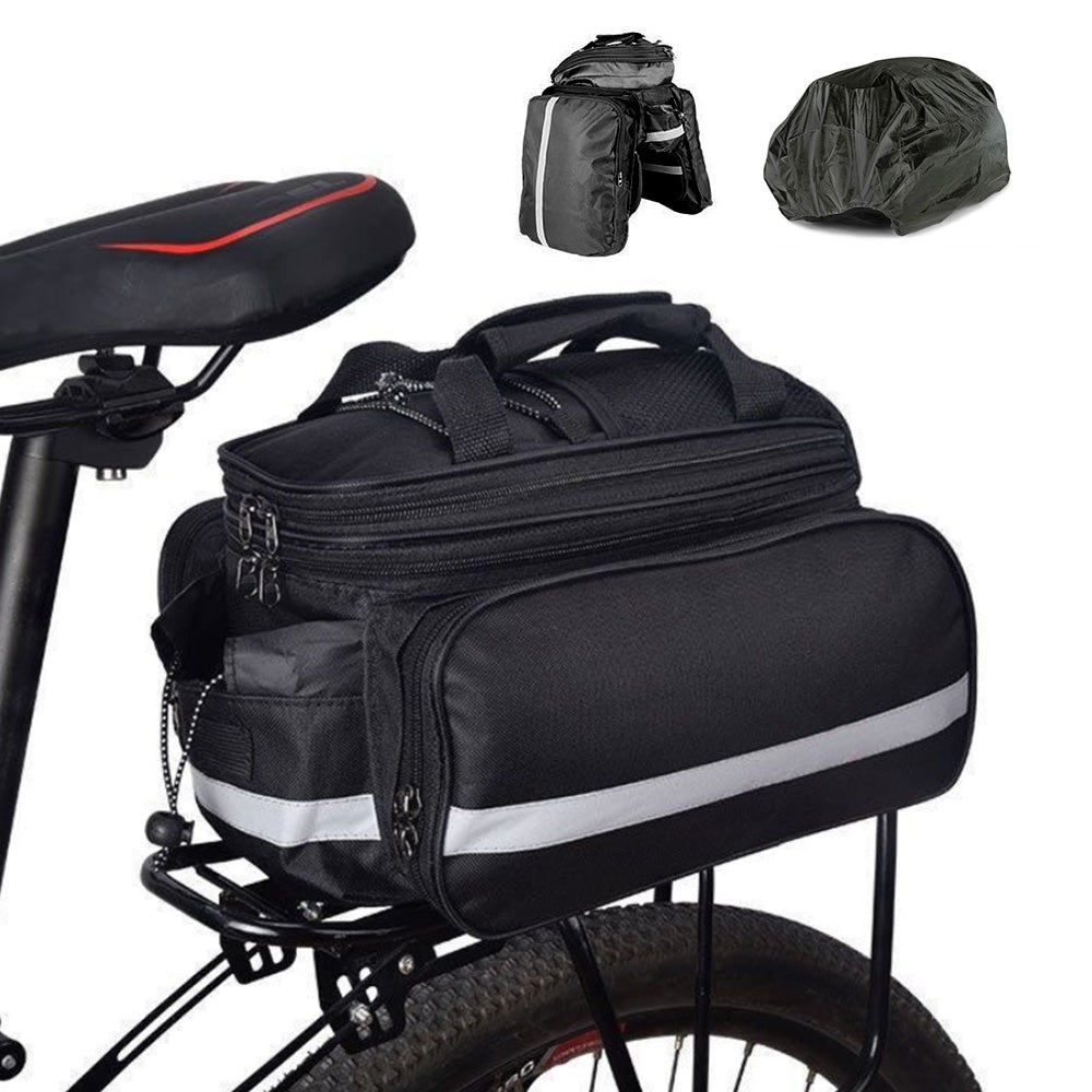 Bicycle Rear Seat Bag Expandable Bike Rack Bag Cycle Luggage Carrier Trunk Bag with Rain Cover