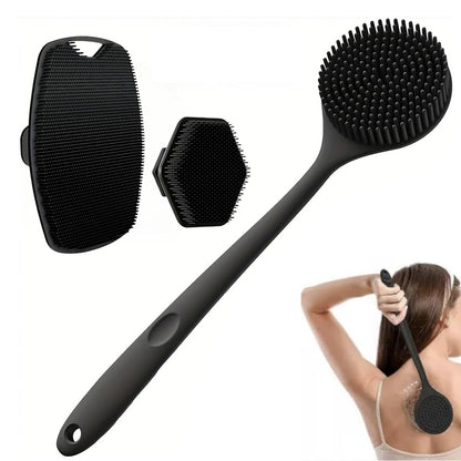3 Piece Shower Brush Set Silicone Body Scrubber