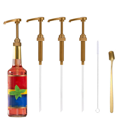 4Pcs Syrup Pump Dispenser Set for 750ml Coffee Syrup Bottles