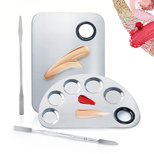 Stainless Steel Makeup Mixing Palette Set with Spatulas
