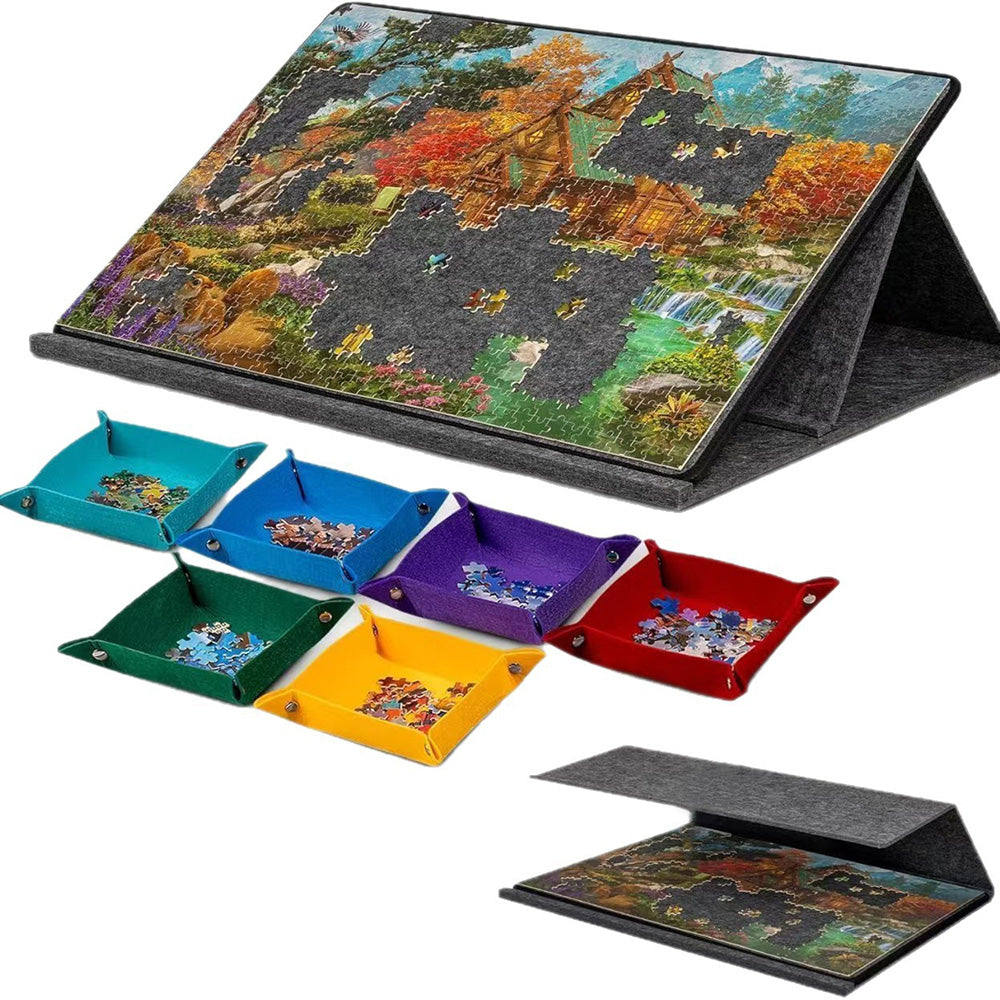 Jigsaw Puzzle Board with 6 Sorting Trays Felt Puzzle Mat