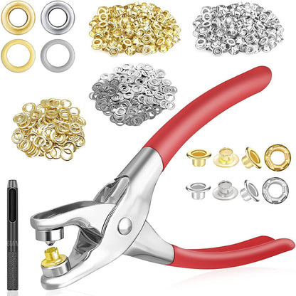402 Pcs Eyelet Pliers Set Hand Press Punch Tool with 400 Metal Eyelets 6mm for Leather Craft