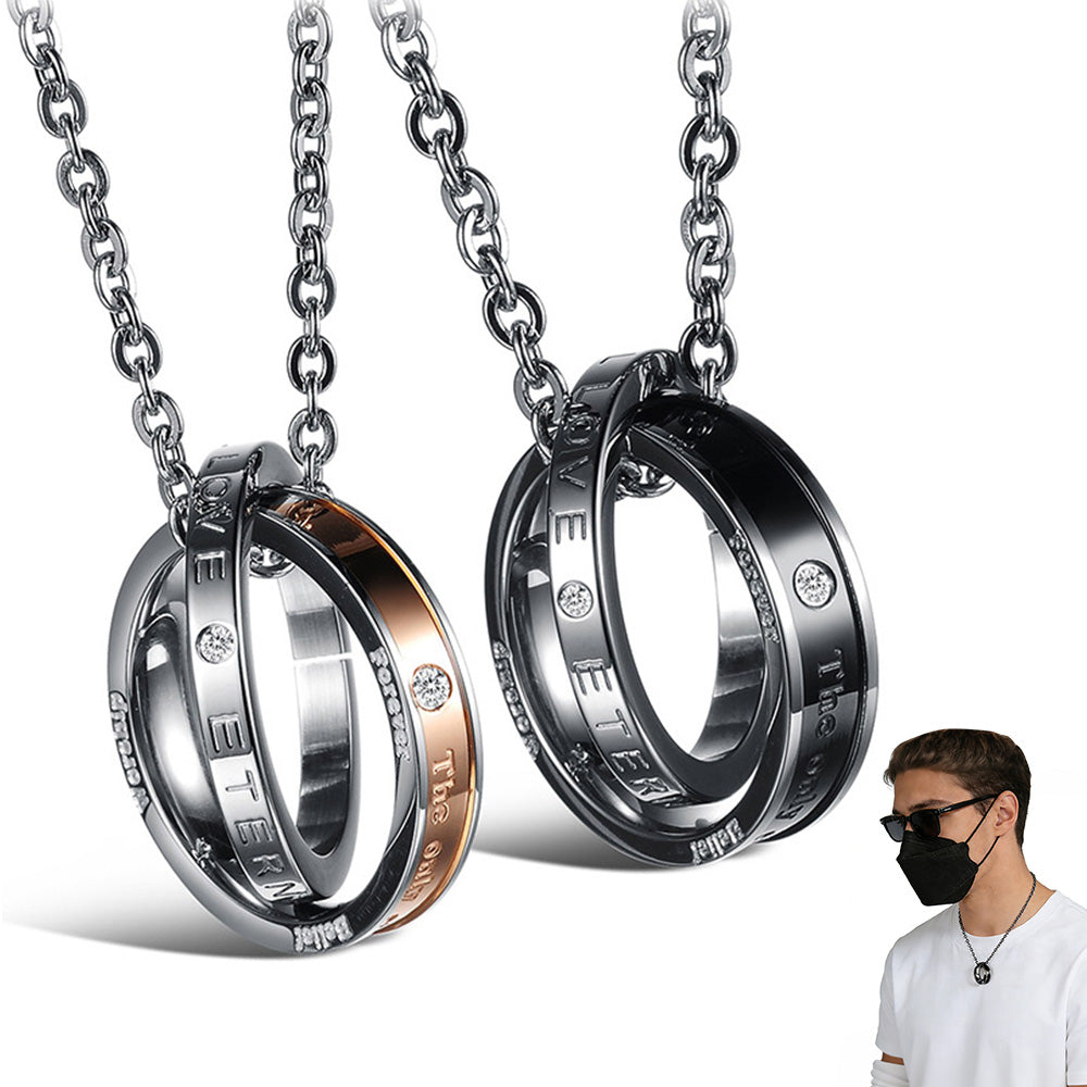 Eternal Love Interlocking Ring Couples Pendant Necklace His and Hers