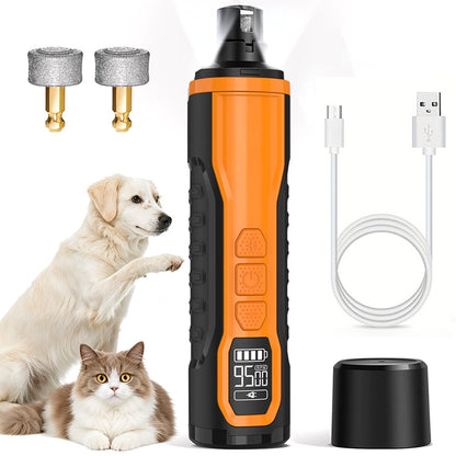 5 Speed Electric Pet Nail Grinder with LED Light 2 Diamond Bits for Cats Dogs