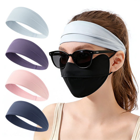 4 Pack Fitness Sweat Headbands Wide Elastic Sports Headbands for Workout Yoga