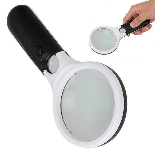 Double Lens Magnifying Glass with Light Handheld Loupe for Reading