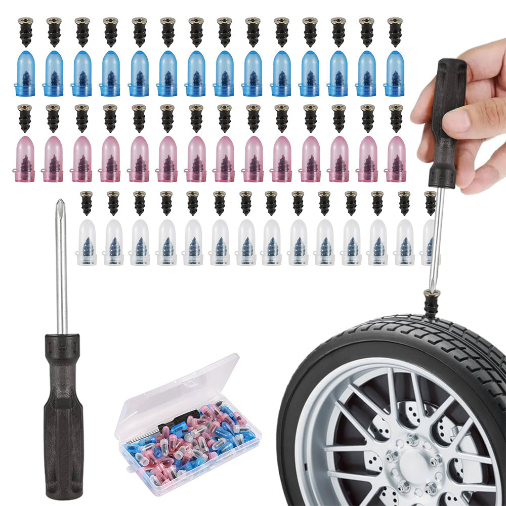 84Pcs Tire Repair Plug Kit Screw-In Rubber Plug with Screwdriver for Car Motorcycle Electric Bike