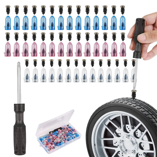84Pcs Tire Repair Plug Kit Screw-In Rubber Plug with Screwdriver for Car Motorcycle Electric Bike