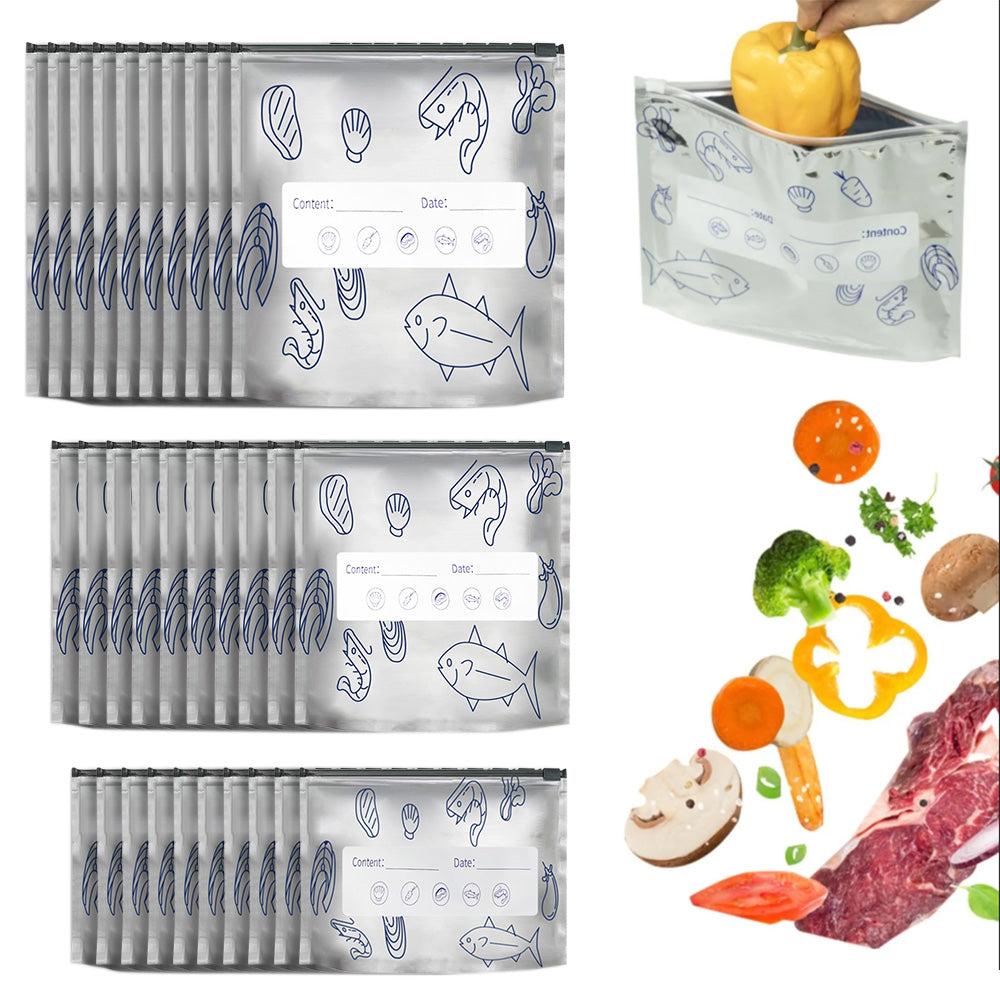 30 Pack Reusable Aluminum Foil Freezer Bags