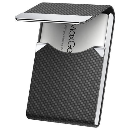 Business Card Holder Slim PU Leather Stainless Steel Name Card Case
