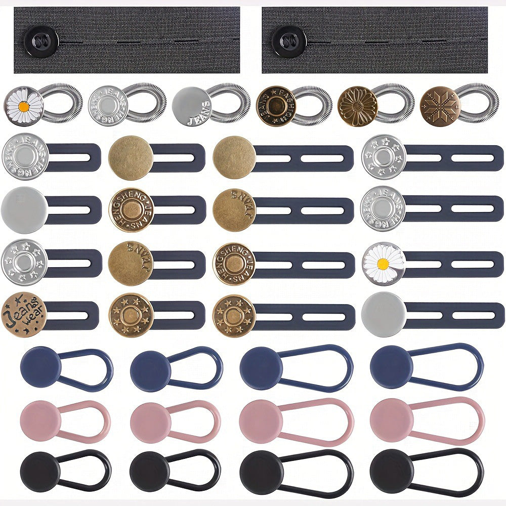 36-Piece Jeans Button & Waist Extenders for Men and Women