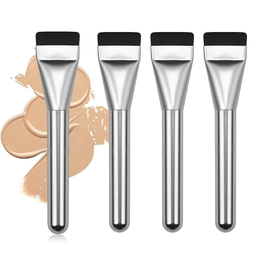 4 Pack Flat Foundation Brush Straight Head Makeup Brush for Liquid Foundation Face Mask