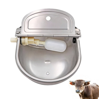 4L Stainless Steel Automatic Water Bowl Wall Mounted Float Valve Drink Trough for Cattle Dogs Horses