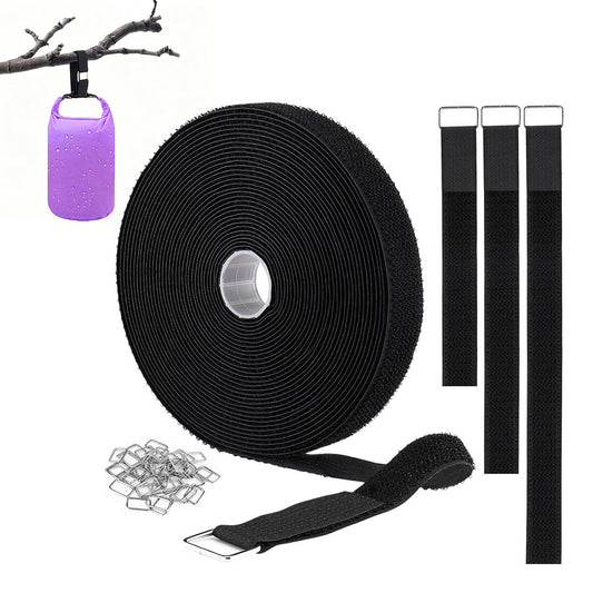 Self Gripping Hook and Loop Tie Nylon Cable Strap with Metal Buckles