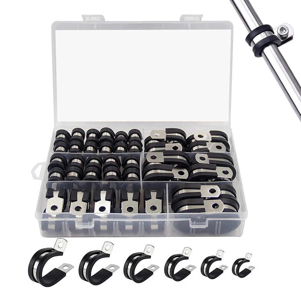 52 PCS Stainless Steel Cable Clamps in 6 Sizes