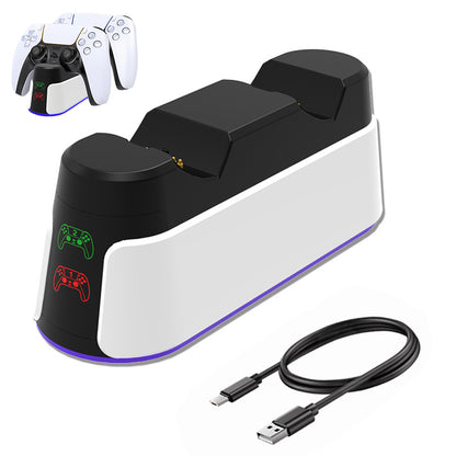 Dual PS5 Controller Fast Charging Dock with RGB Lights